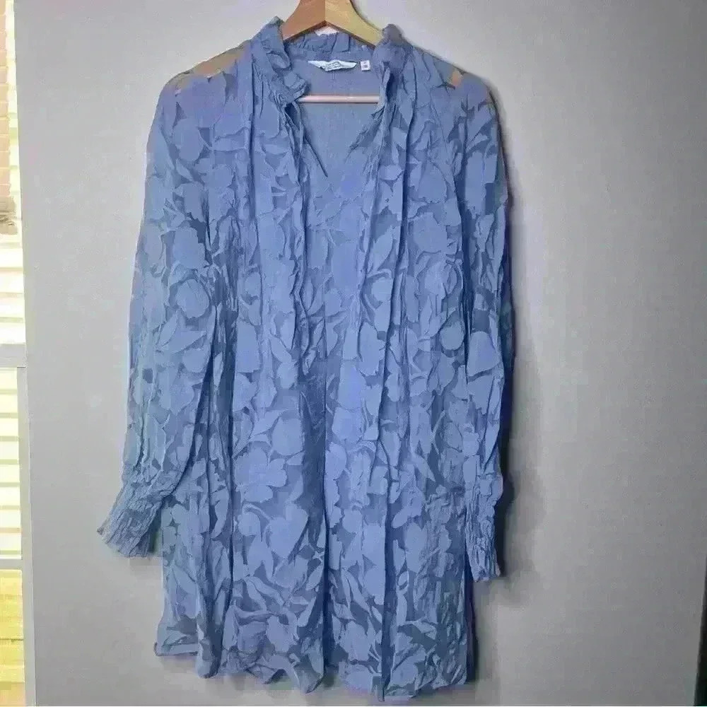 & Other Stories Blue Floral Balloon Sleeve Sheath Dress